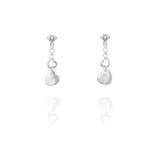 ERCL-ELS-51 Elements Silver Tiered Heart Clip On Earrings