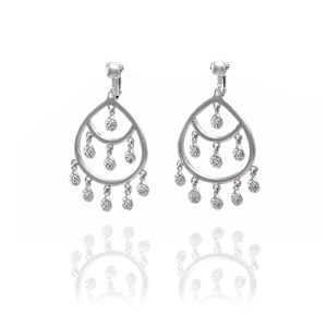 ERCL-FIOR-30 Fiorelli Decorated Silver Hoop Clip On Earrings