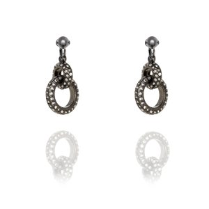 ERCL-FIOR-70 Fiorelli Gunmetal Entwinned Ring Clip Earrings