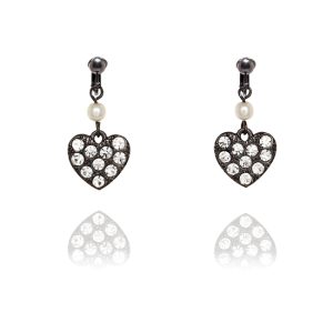 ERCL-FIOR-71 Fiorelli Studded Black Heart Clip On Earrings