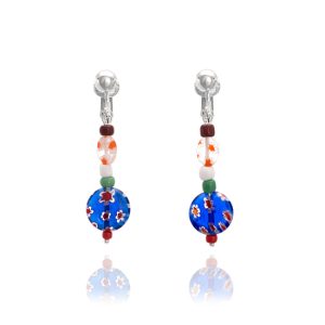 ERCL-JC-12 Baby Candy Round Clip On Earrings - Blue/Black