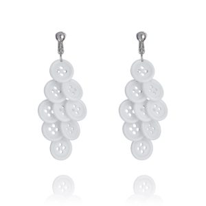 Button Cascade Clip On Earrings - White from www.make-me-beautiful.co.uk
