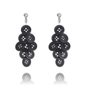 Button Cascade Clip On Earrings - Black from www.make-me-beautiful.co.uk
