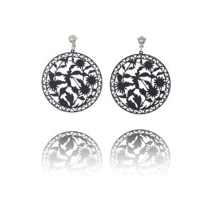 ERCL-JC-44 Silhouette Floral Disc Clip On Earrings - Dahlias