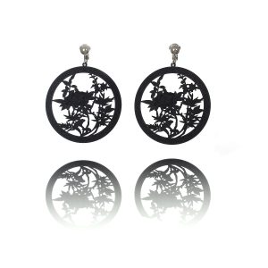ERCL-JC-45 Silhouette Floral Disc Clip On Earrings - Roses
