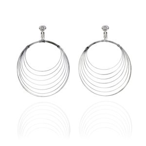 Look East Wound Aged Silver Wire Hoop Clip On Earrings