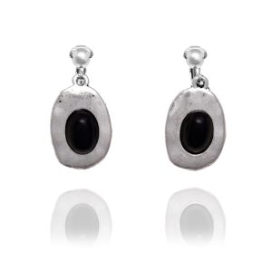 Look East Double Oval Clip On Earrings - Black