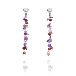 Look East Single Bead Tassel Clip On Earrings - Purple