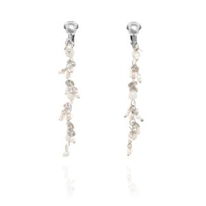 Look East Single Bead Tassel Clip On Earrings - White