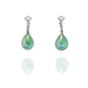 Look East Woven Teardrop Clip On Earrings - Green