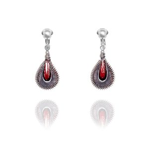 Look East Woven Teardrop Clip On Earrings - Grey