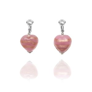 Look East Caramel Heart Clip On Earrings - Pink