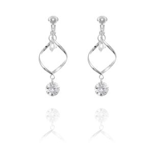 Diamante Swirl Clip On Earrings - Clear