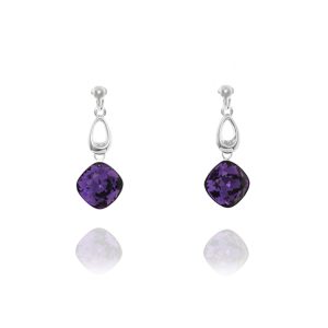 Miryoku Sterling Silver Swaroski Crystal Drop Clip Earrings - Indicolite