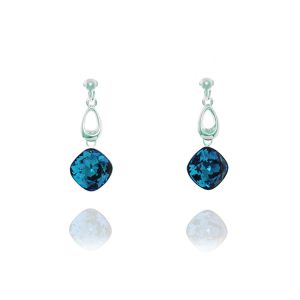 Miryoku Sterling Silver Swaroski Crystal Drop Clip Earrings - Tanzanite