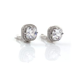 ERCL-PL-13 Park Lane Square Cubic Zirconia Stud Clip On Earrings