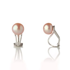 Genuine Soft Peachy Pink Pearl On 925 Sterling Silver Clip On Earrings
