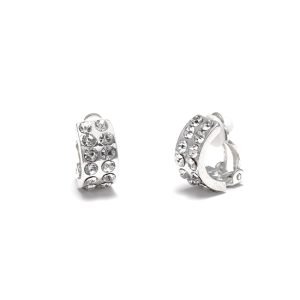 ERCL-RF-3 Contemporary Bling Half Hoop Clip On Earrings