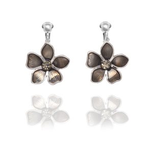 Rodney Holman Large Flower Drop Clip On Earrings - Teak
