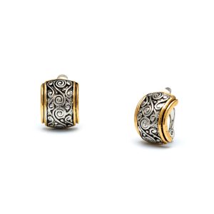 Rodney Holman Half Hoop Silver Swirl Clip On Earrings