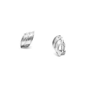 Rodney Holman Rhodium Plated Wing Clip On Earrings