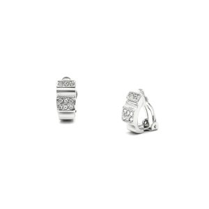 Rodney Holman Straight Edged Diamante Half Hoop Clip On Earrings