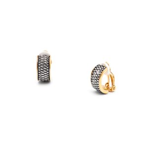 Rodney Holman 18ct Gold Plated Silver Criss-Cross Half Hoop Clip On Earrings