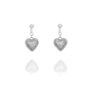 Rodney Holman Patterned Heart Clip On Earrings - Silver