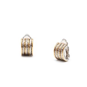 Rodney Holman Gold and Silver Triple Half Hoop Clip On Earrings