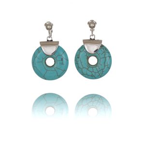 ERCL-RH-204 Rodney Holman Turquoise Hoop Clip On Earrings