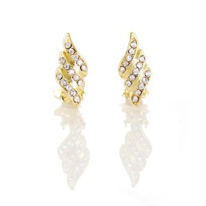 ERCL-RH-211 Rodney Holman Crystal Wing Clip On Earrings - Gold