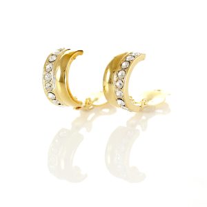 ERCL-RH-219 Rodney Holman Bejewelled Half Hoop Clip Earrings - Gold
