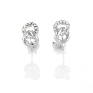 ERCL-RH-224 Rodney Holman Jewelled Figure Of Eight Clip Earrings - Rhodium