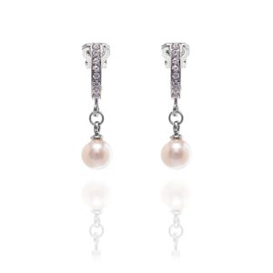 Rodney Holman Half Hoop Clip On Earrings with Drop Pearl