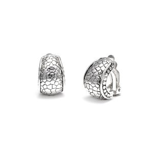 ERCL-RH-39 Rodney Holman Rhodium Clip On Half Hoop Earrings
