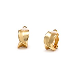 ERCL-RH-46 Rodney Holman Twisted X Clip On Earrings - Brushed Gold