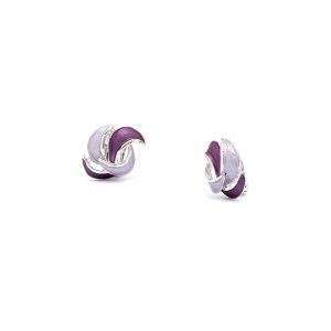 Rodney Holman Rhodium Plated Petal Clip On Earrings - Purple