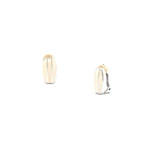 Rodney Holman Button Clip On Earrings - White Enamel on Rhodium