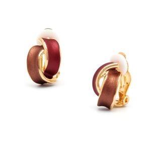 Rodney Holman 18ct Gold Plate Bow Clip On Earrings - Red Enamel