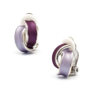 Rodney Holman Rhodium Bow Clip On Earrings - Purple