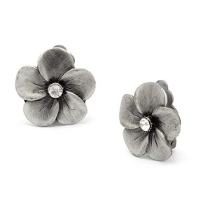 Rodney Holman Faux Vintage Pansy Flower Clip On Earrings