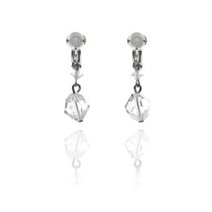 Petite Bead Drop Clip On Earrings - Clear