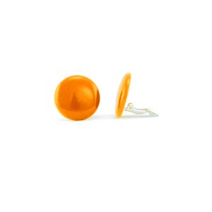 Dainty Button Clip On Earrings - Tangerine