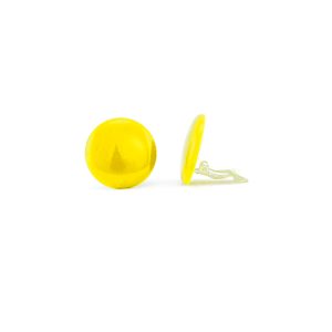 Dainty Button Clip On Earrings - Zesty Yellow