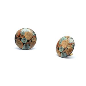 ERCL-SS-52 Seashell Print Button Clip On Earrings