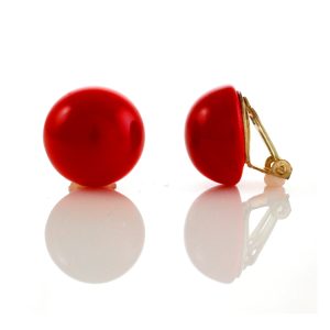 ERCL-SS-53 Red Button Clip On Earrings
