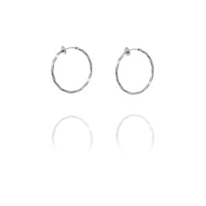 Twisted Creole Hoop Clip On Earrings – 3cm - Silver