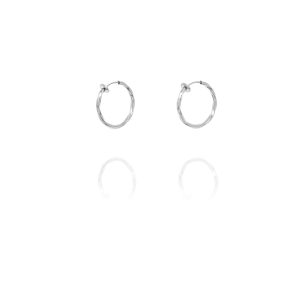 Twisted Creole Hoop Clip On Earrings – 2 cm – Silver