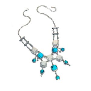 N-FIOR-27 Fiorelli Large Fringe Turquoise Necklace