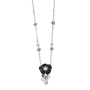 Fiorelli Black Enamel Floral Necklace